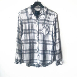 Rails Hunter Plaid Button Down Shirt Gray White XS